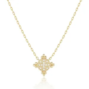 Diamond 14K Yellow Gold Granulation Pendant Necklace