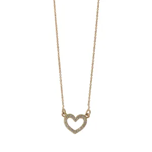 Diamond 18K Gold Small Open Heart Necklace