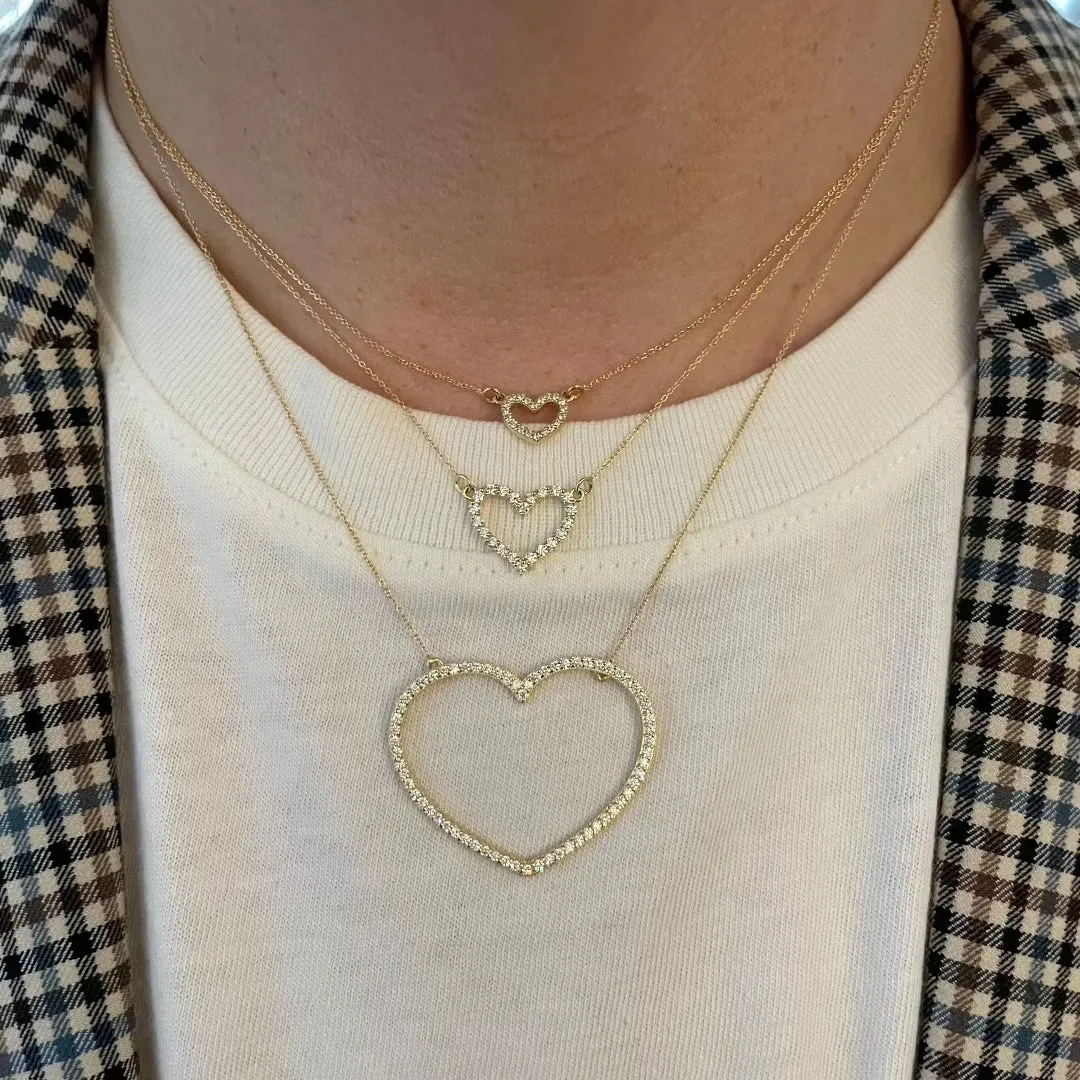 Diamond 18K Gold Small Open Heart Necklace