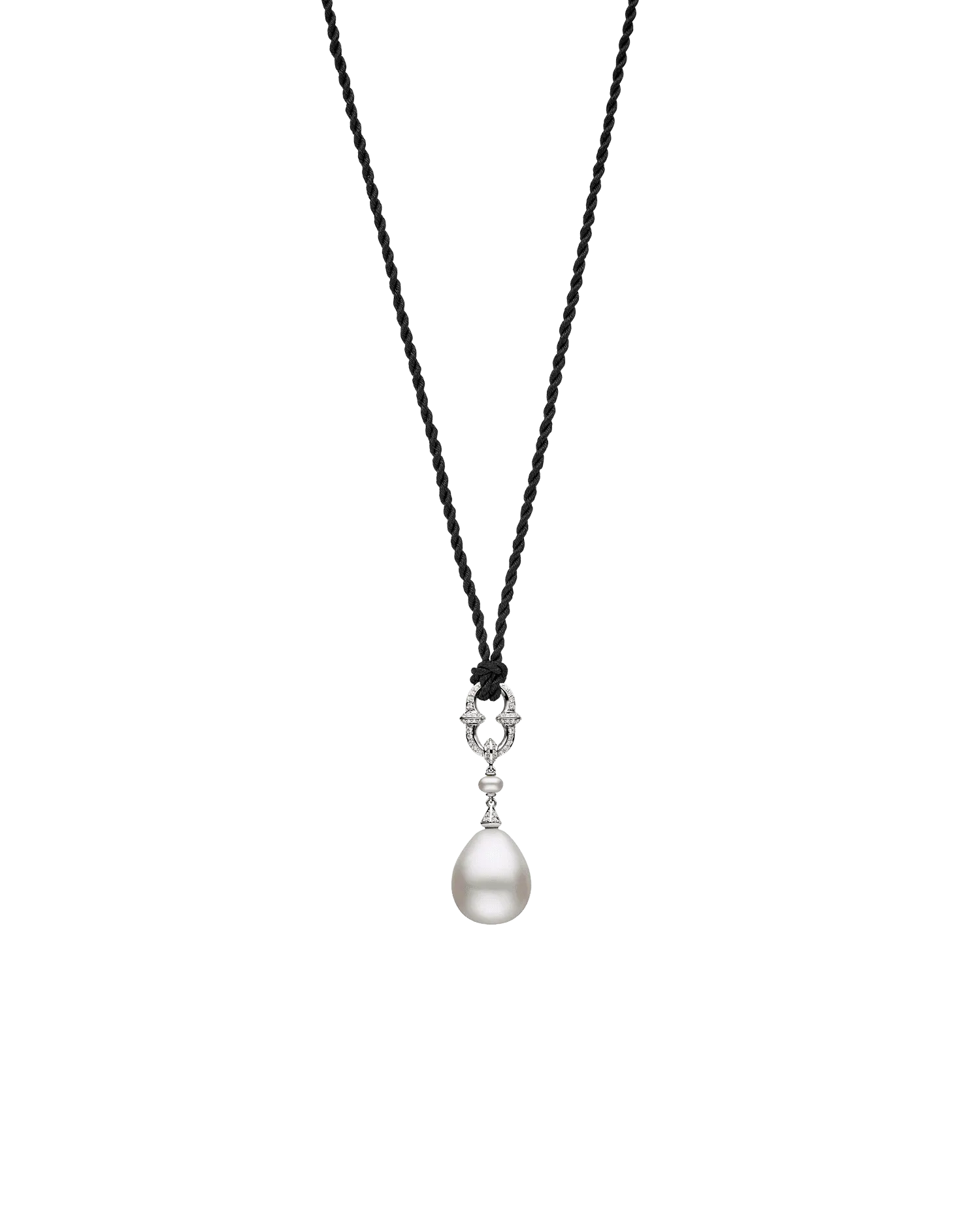 Diamond Anchor Link Pearl Pendant | 15-16mm Drop Pearl, Diamond, and White Gold