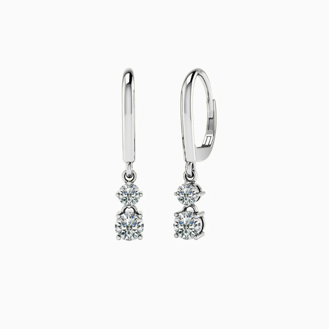 Double Diamond Drop Earrings