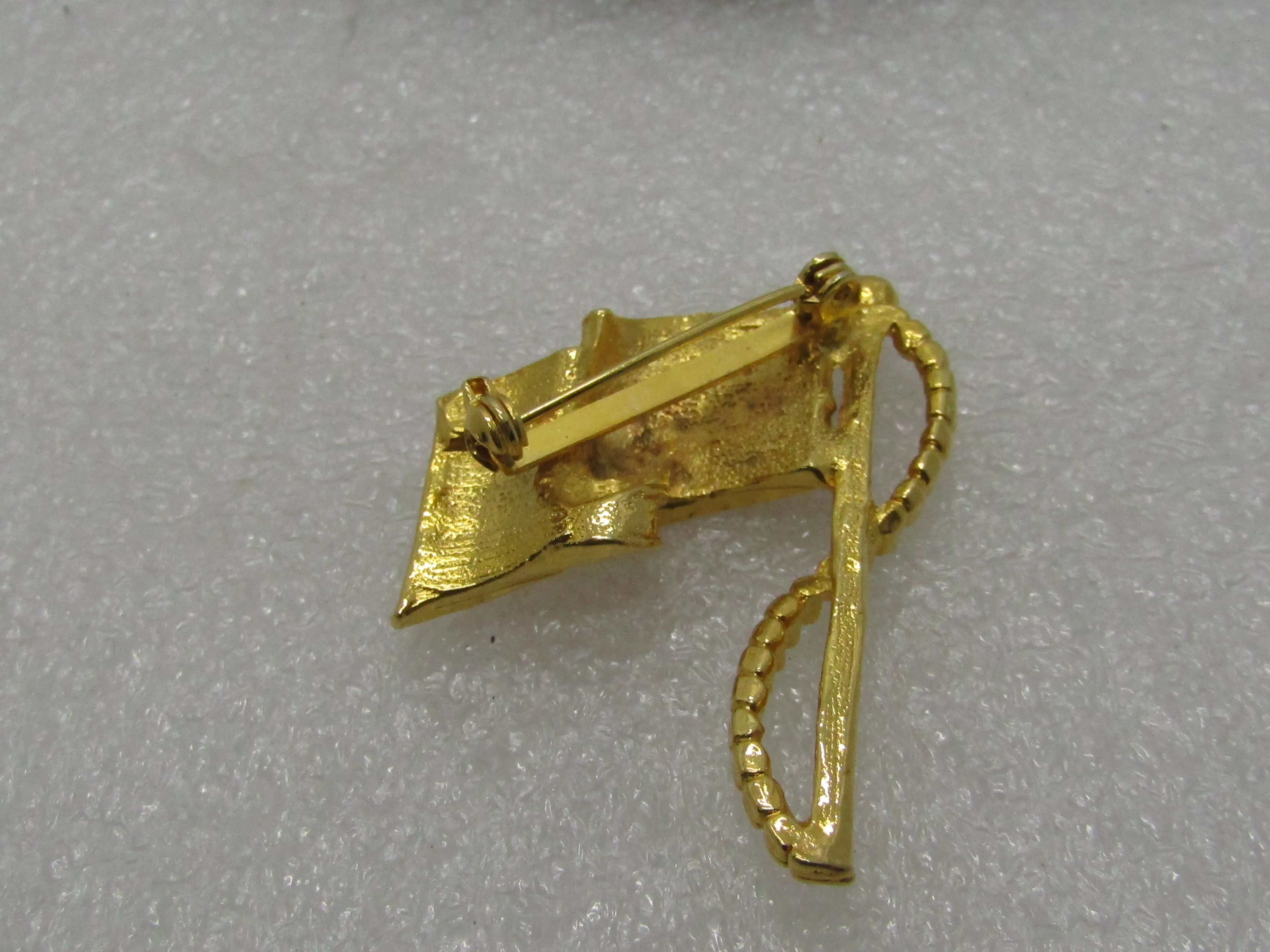 Enamel USA Flag Brooch, Gold Tone, 1.75" Tall