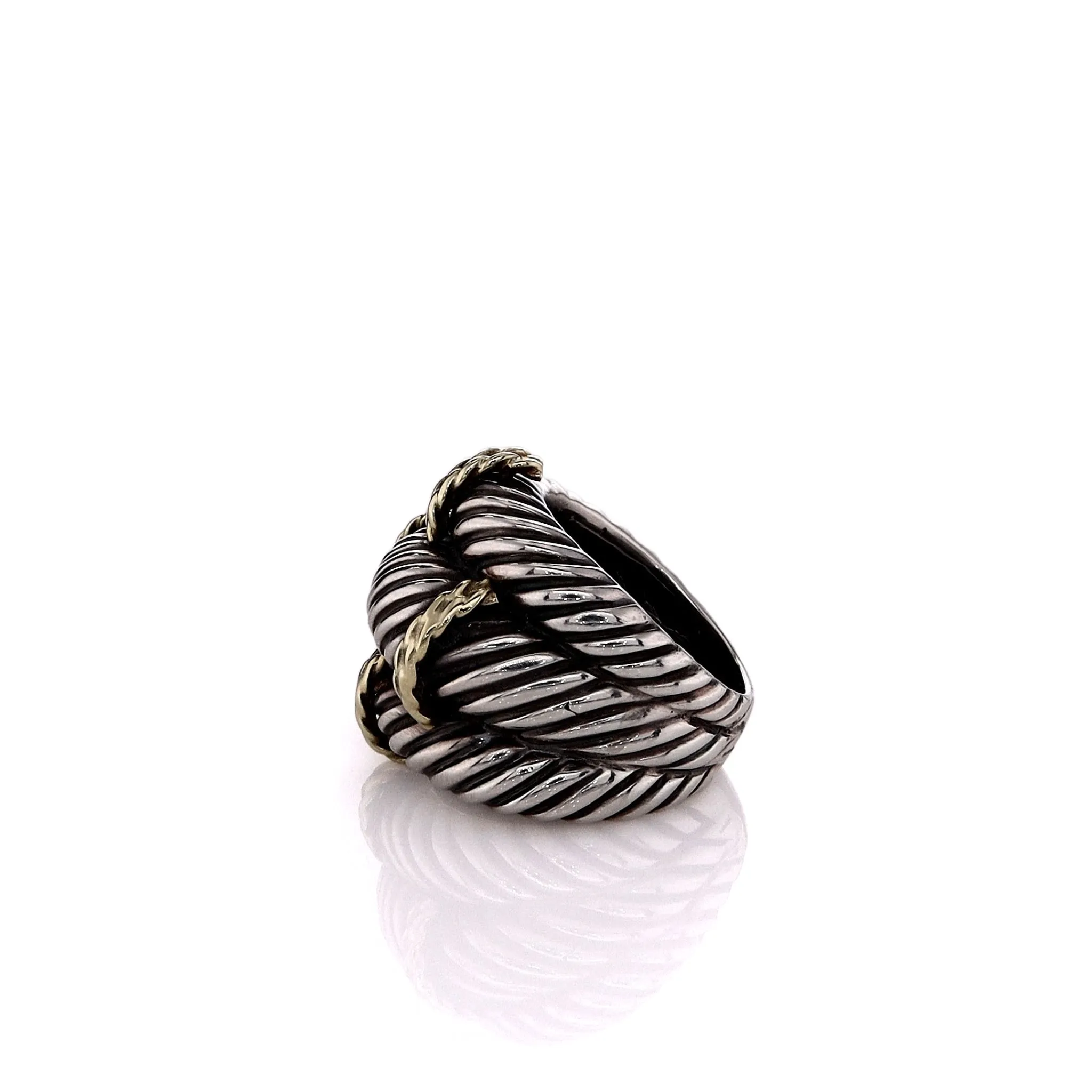 Estate David Yurman Two-Tone 3 Row Cable With Gold Accents Domed Ring