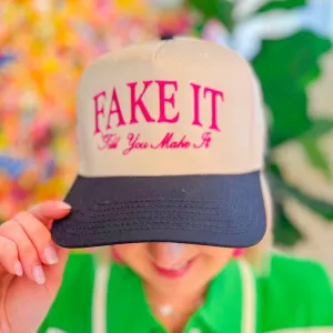 Fake It Till You Make It Trucker Hat - Black/Cream