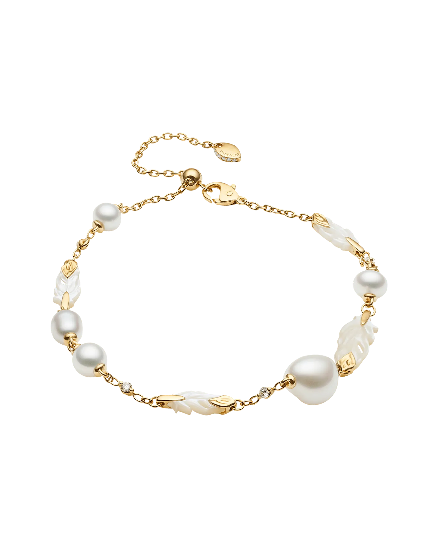 Feather Pearl Bracelet | Keshi Pearls, Diamonds, and Yellow Gold