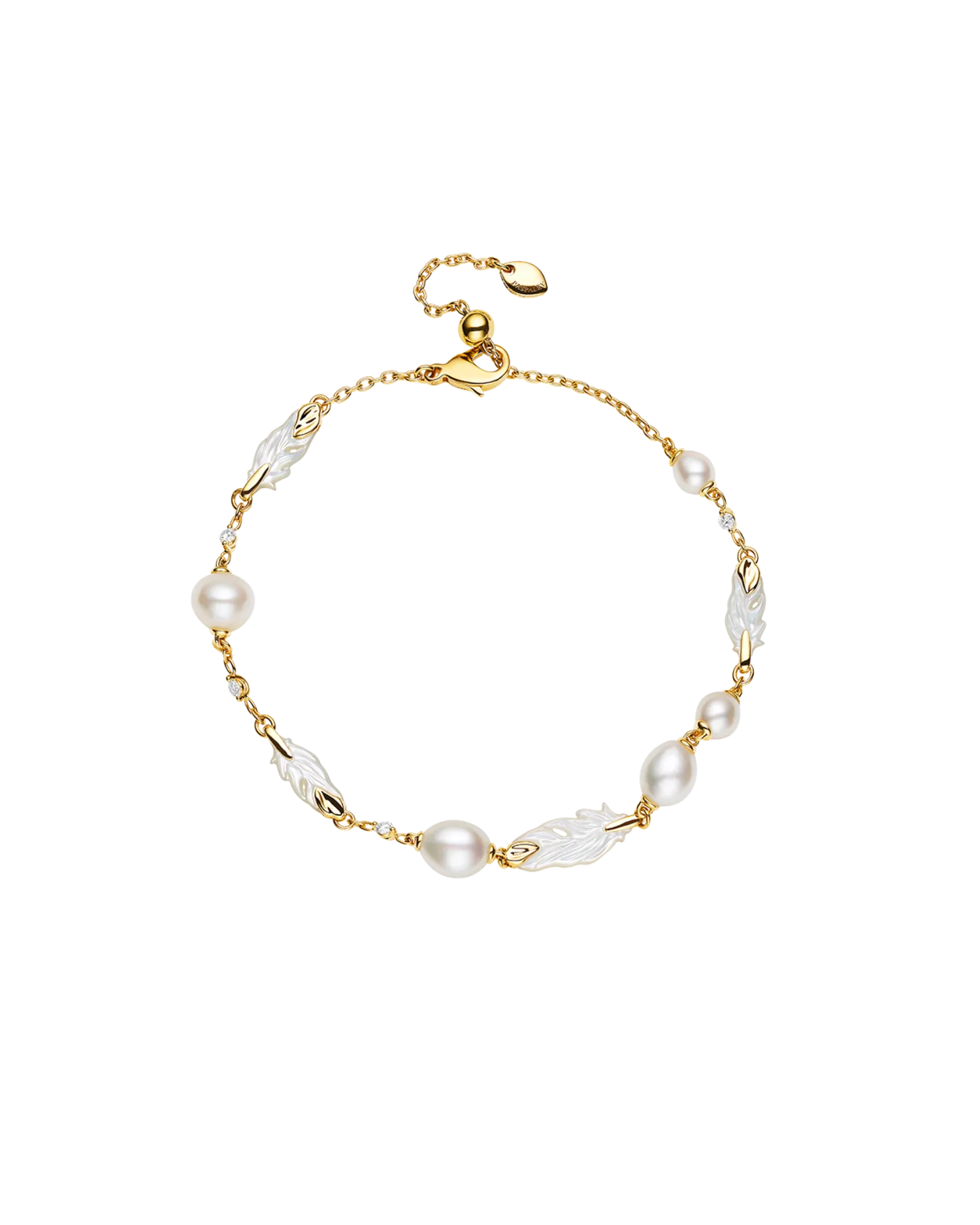 Feather Pearl Bracelet | Keshi Pearls, Diamonds, and Yellow Gold