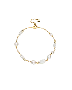Feather Pearl Bracelet | Keshi Pearls, Diamonds, and Yellow Gold