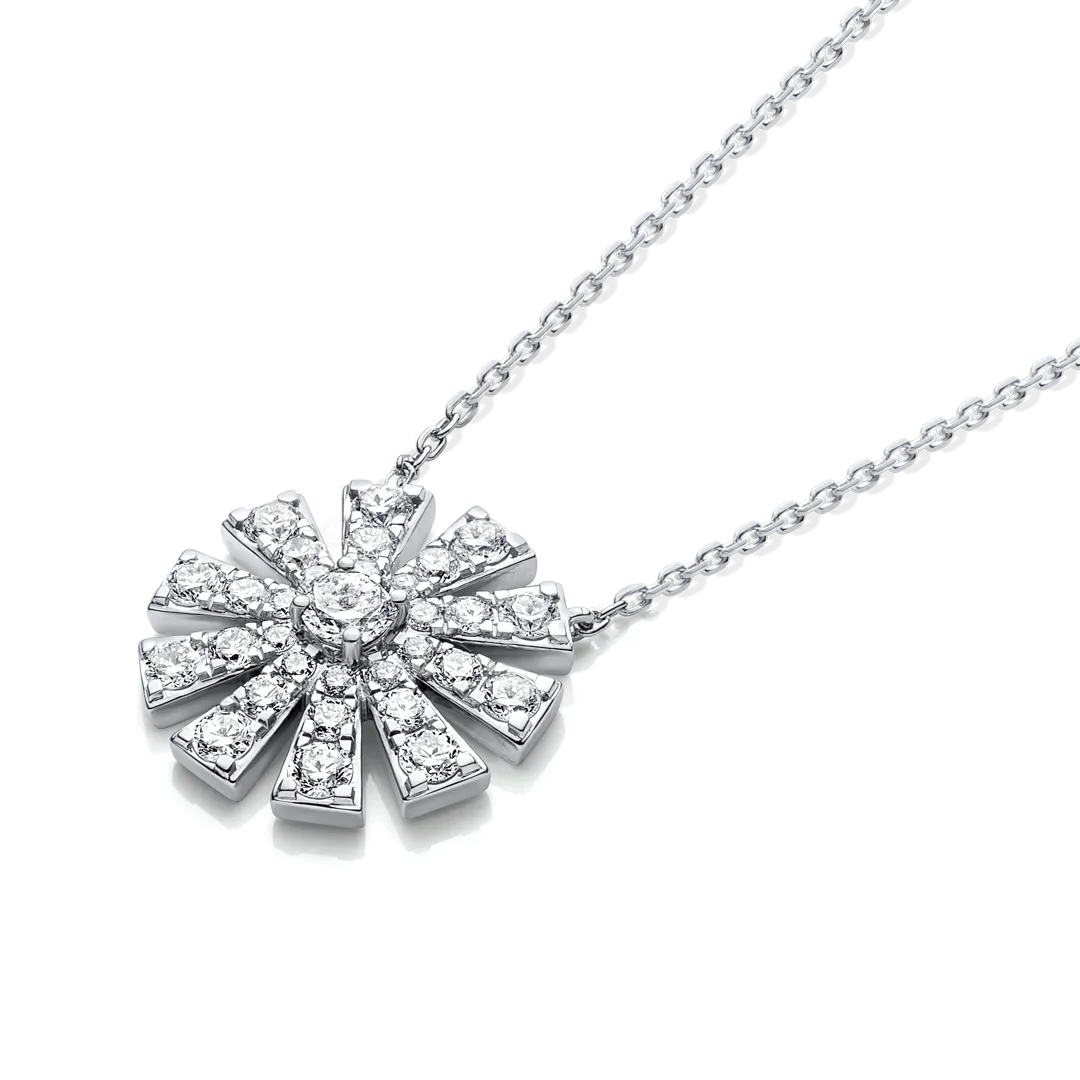 Full Sunrise Diamond Pendant White Gold