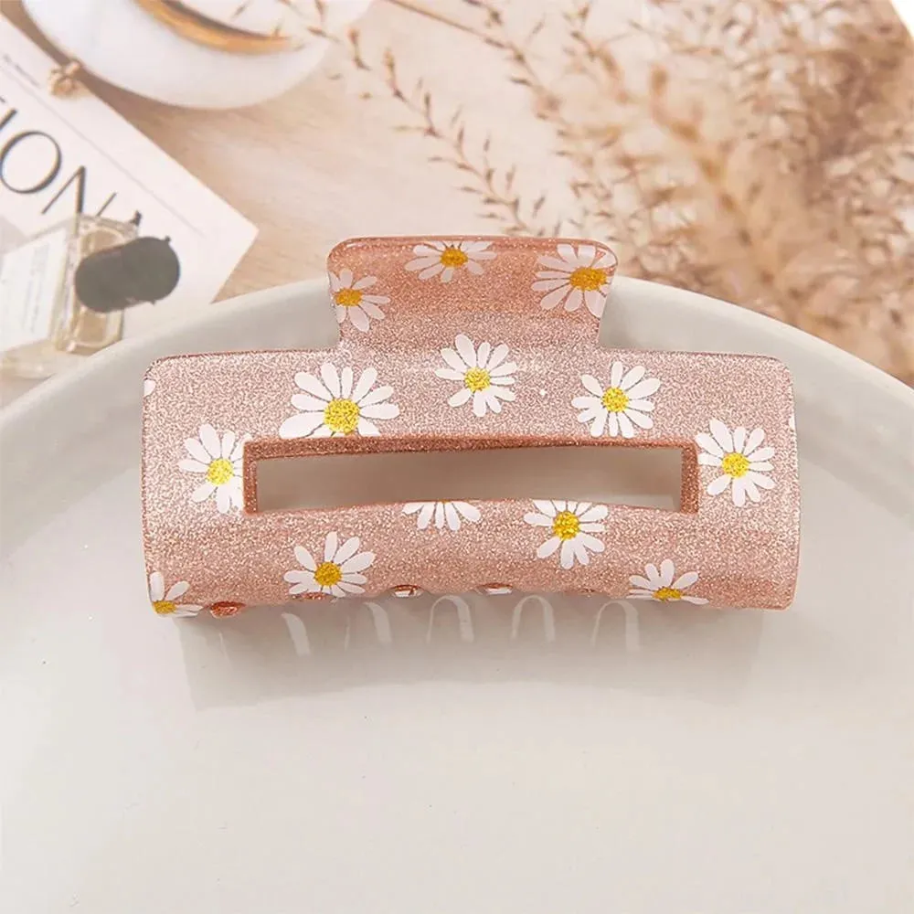 Glitter Claw Clip with Flowers