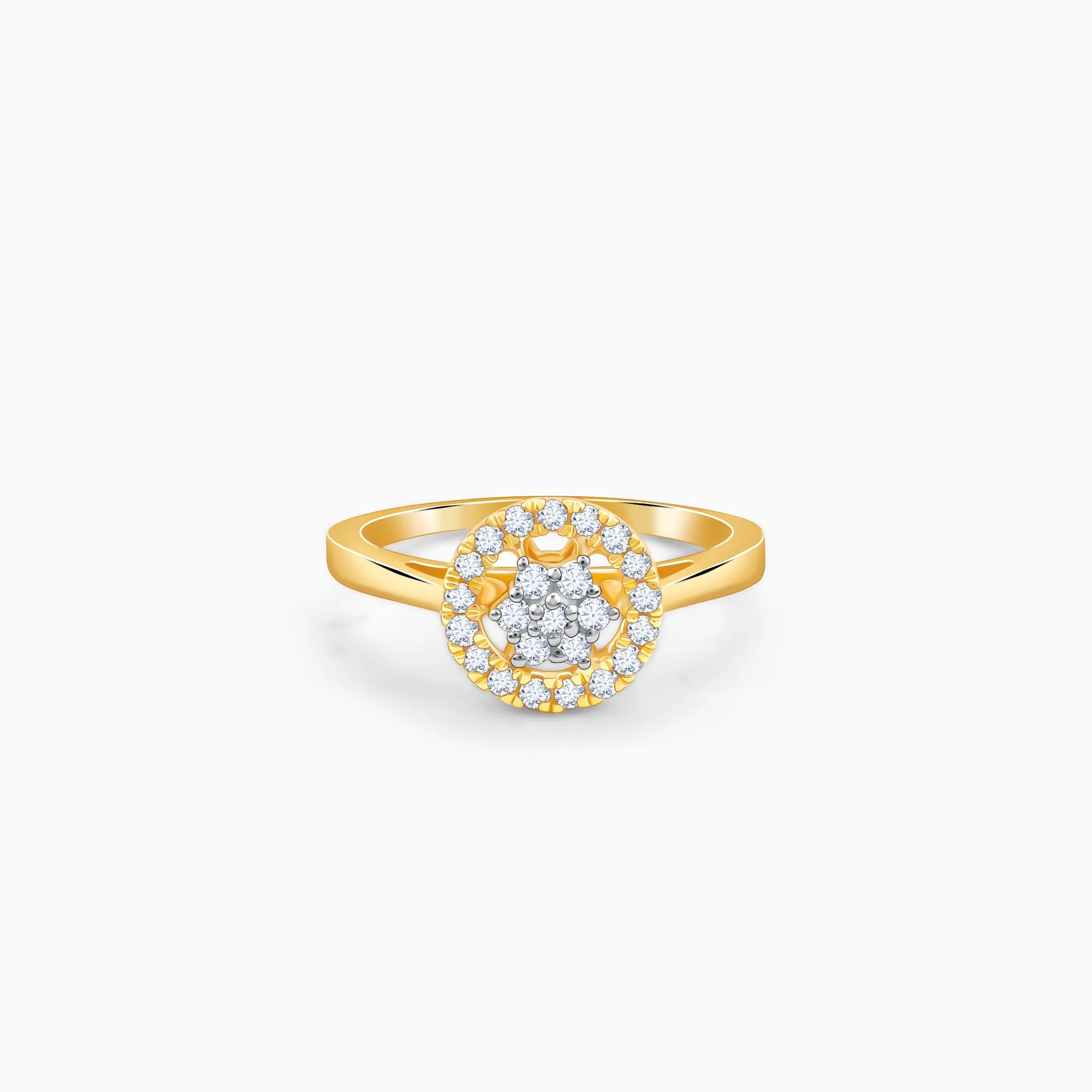 Gold Halo Cluster Diamond Ring