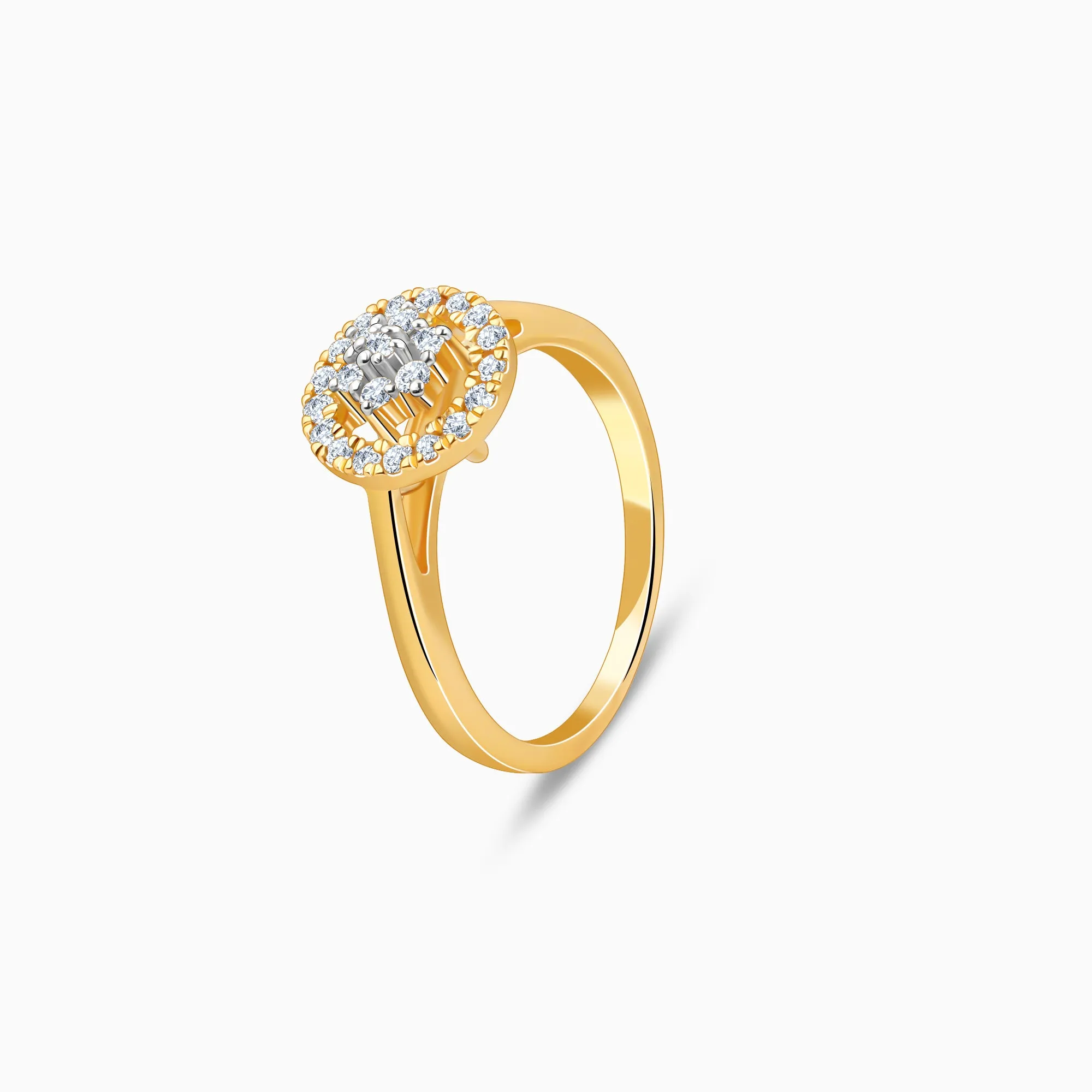 Gold Halo Cluster Diamond Ring