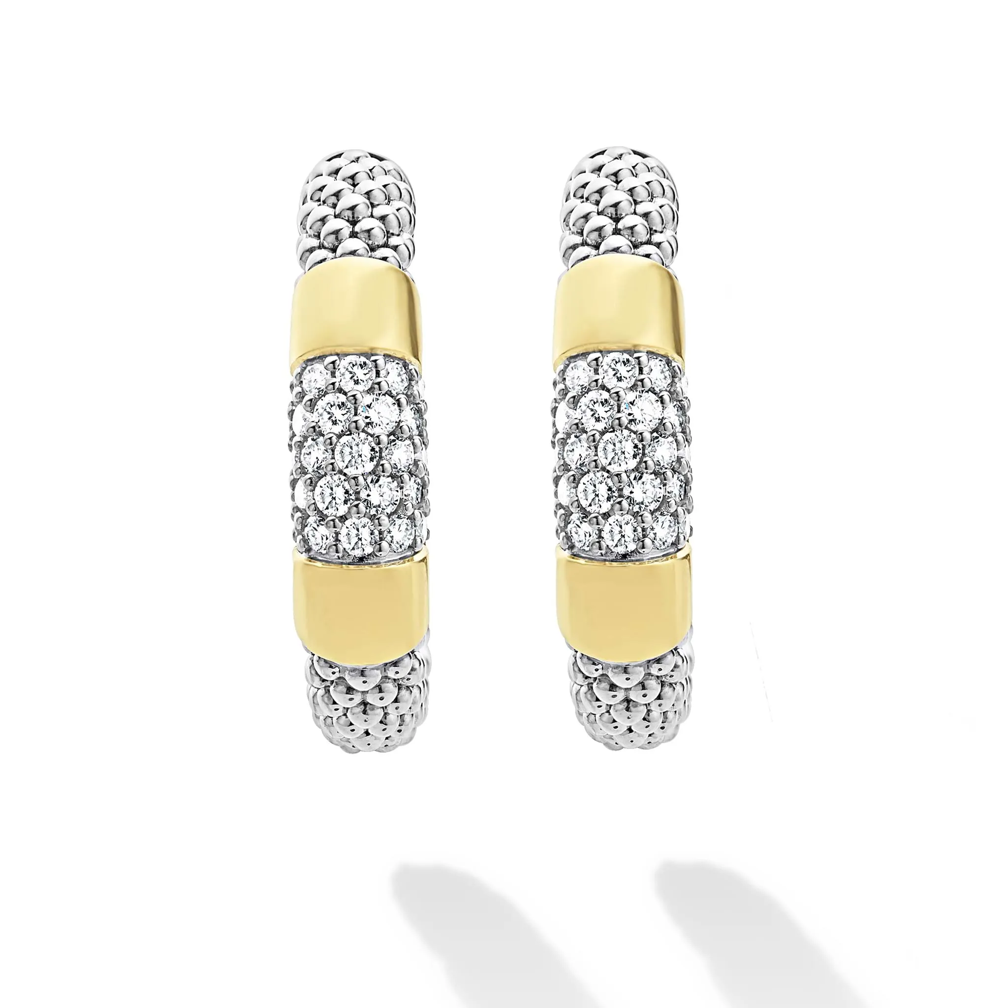 Gold Station Diamond Hoop Earrings