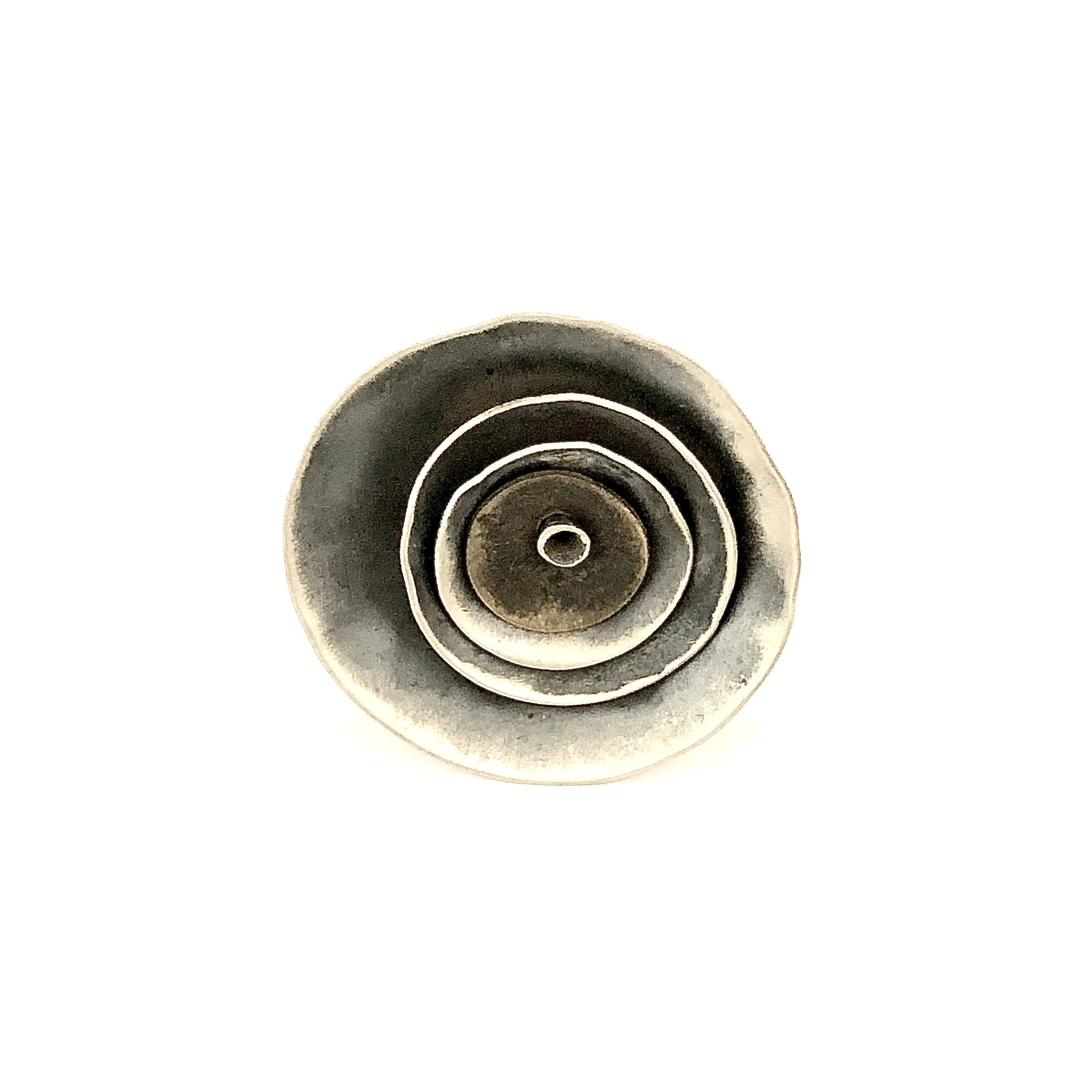 Industrial Flower with 4 Petals in Sterling Silver and Yellow Brass