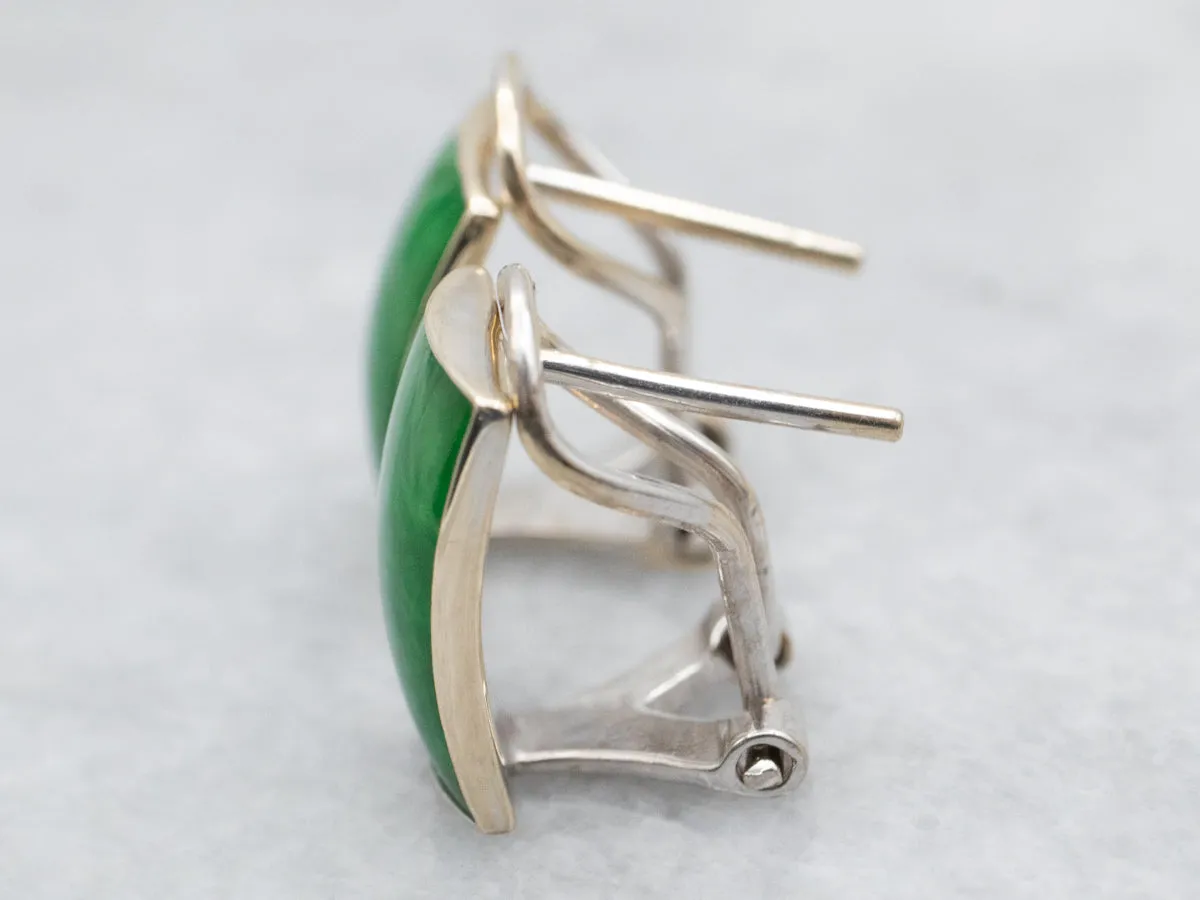 Jadeite Stud Earrings with Omega Backs