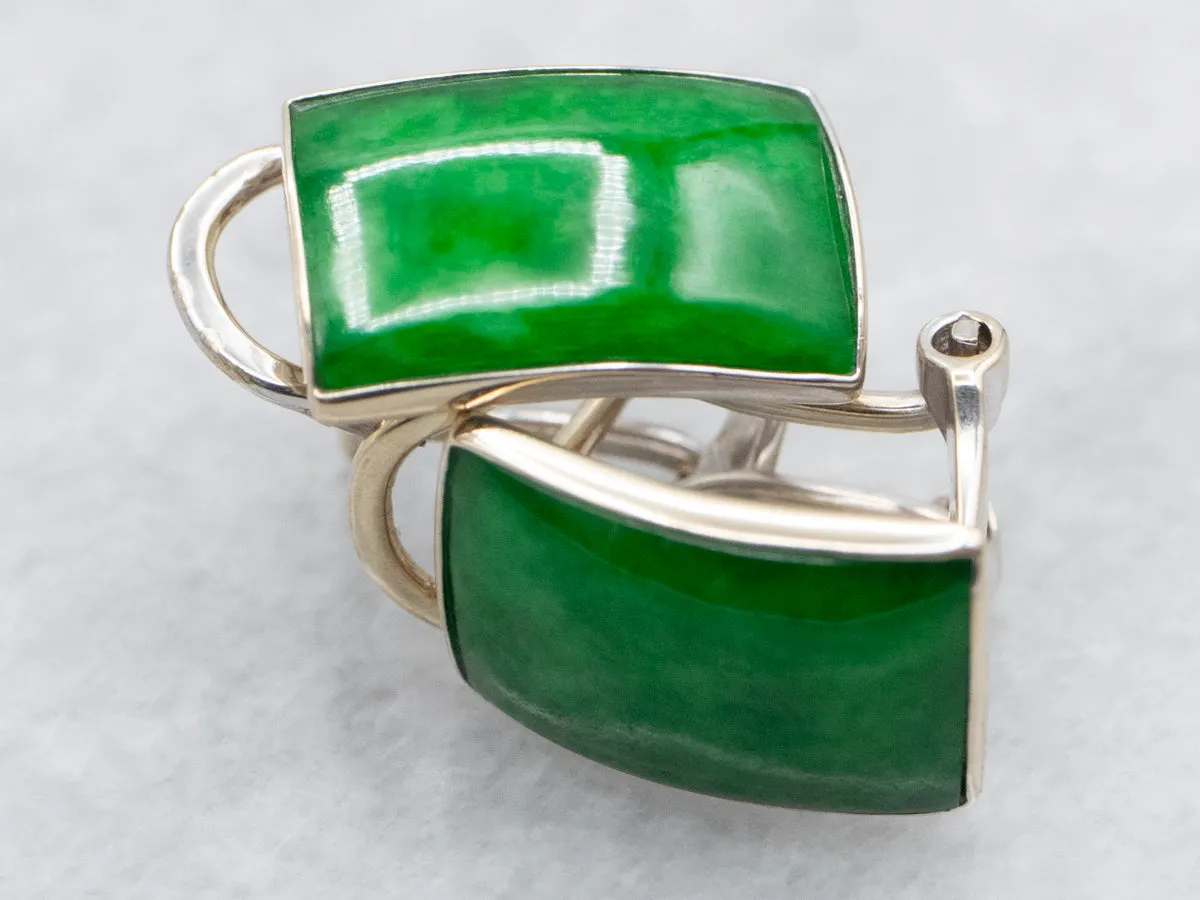 Jadeite Stud Earrings with Omega Backs