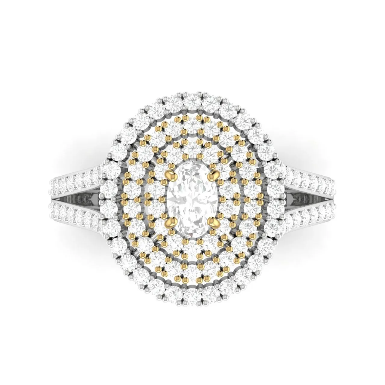 Jasmine Oval Cut Natural Diamond Engagement Ring in 18K Gold