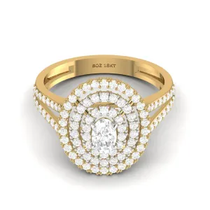 Jasmine Oval Cut Natural Diamond Engagement Ring in 18K Gold