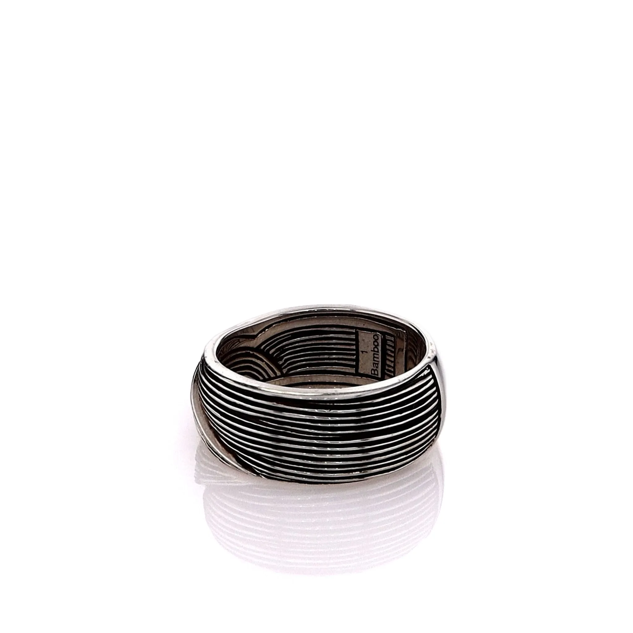John Hardy Sterling Silver Striated Bamboo Design Ring