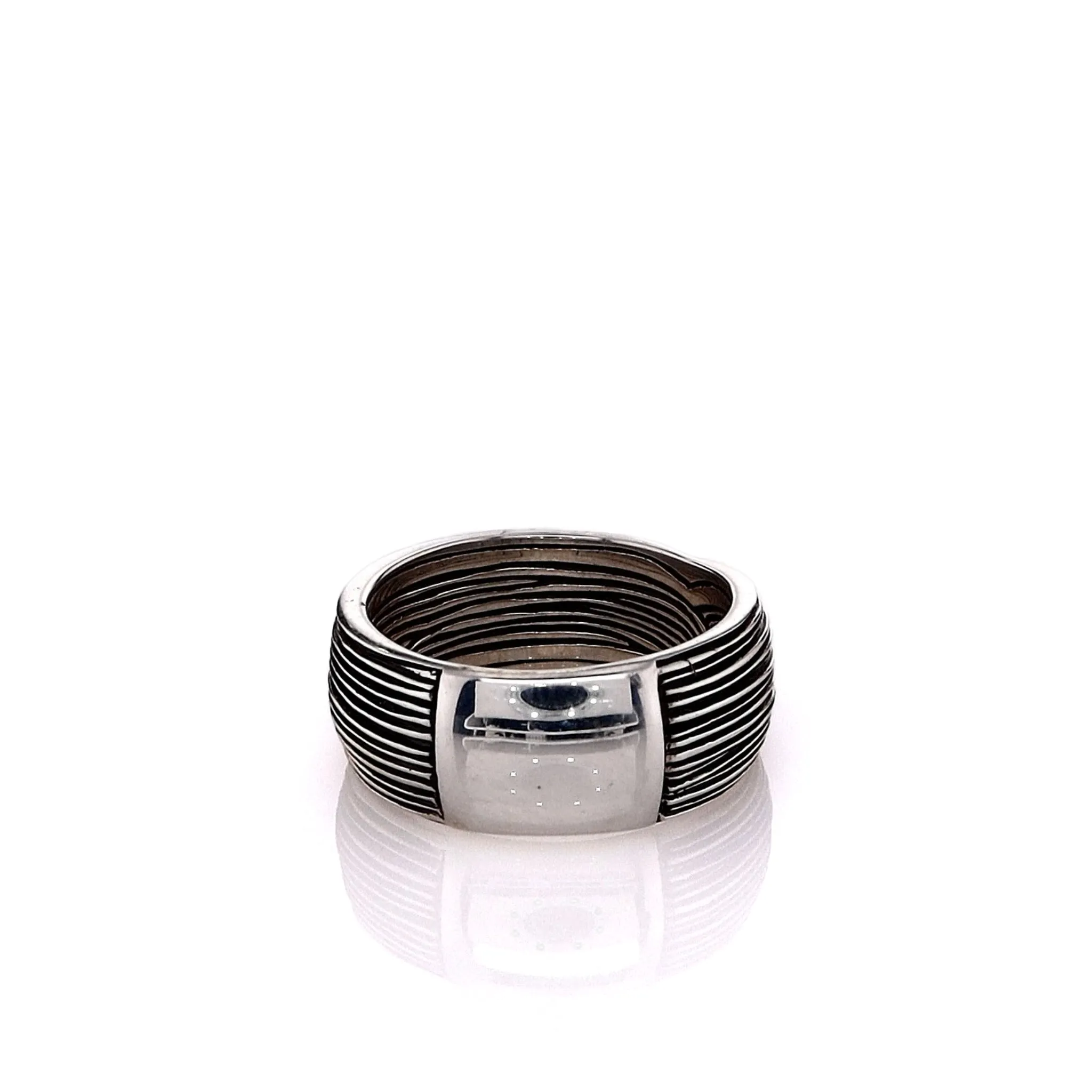 John Hardy Sterling Silver Striated Bamboo Design Ring