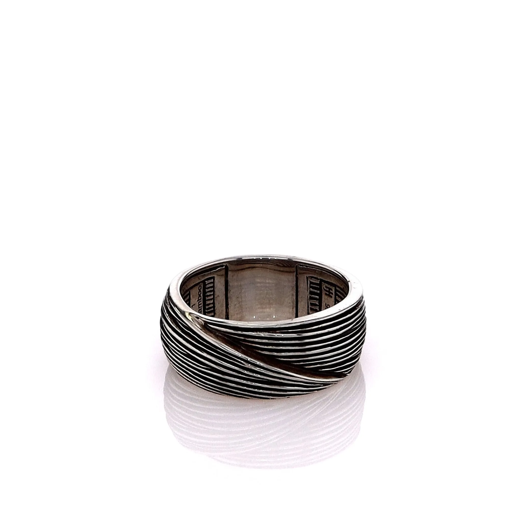 John Hardy Sterling Silver Striated Bamboo Design Ring