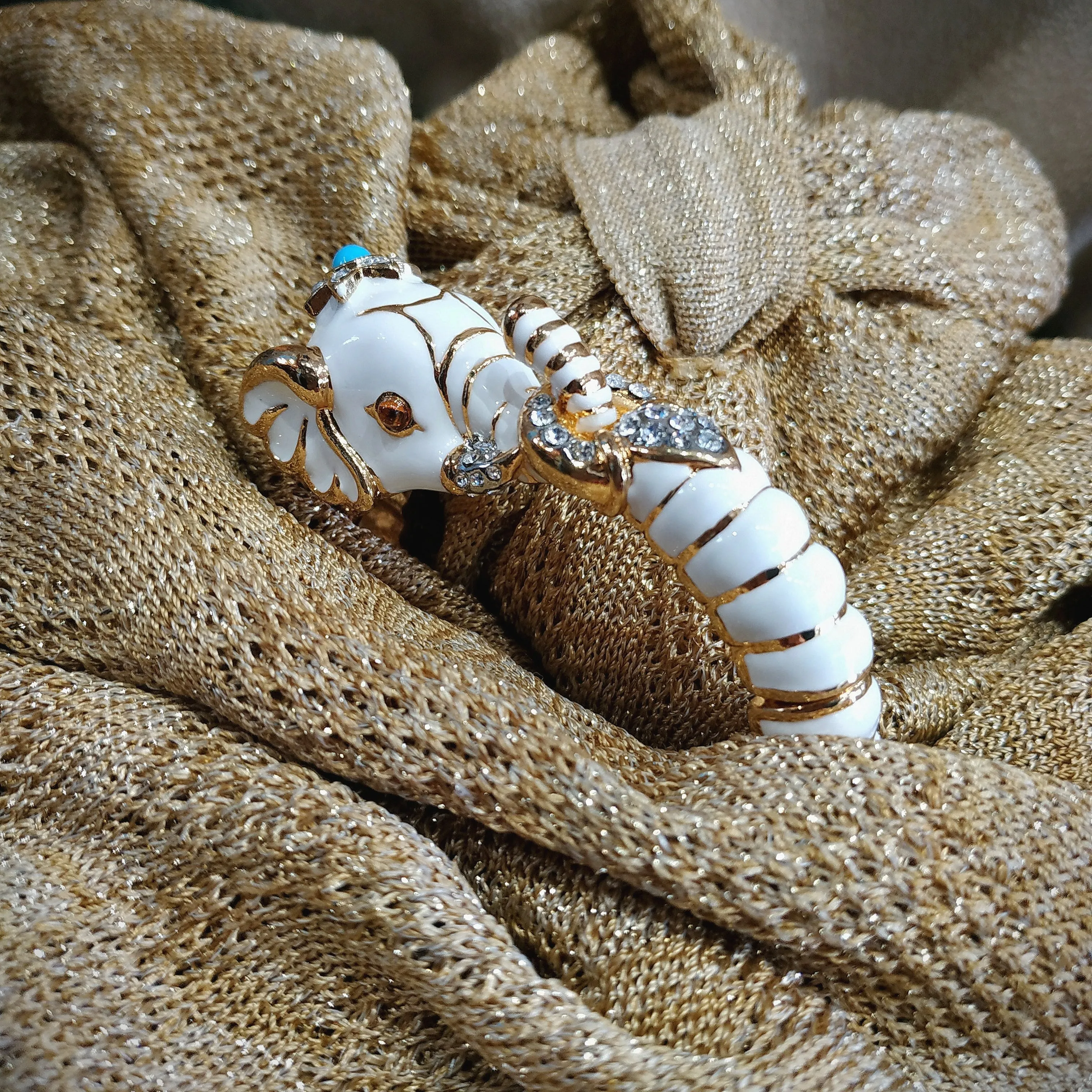 Kenneth Jay Lane White Elephant Bracelet