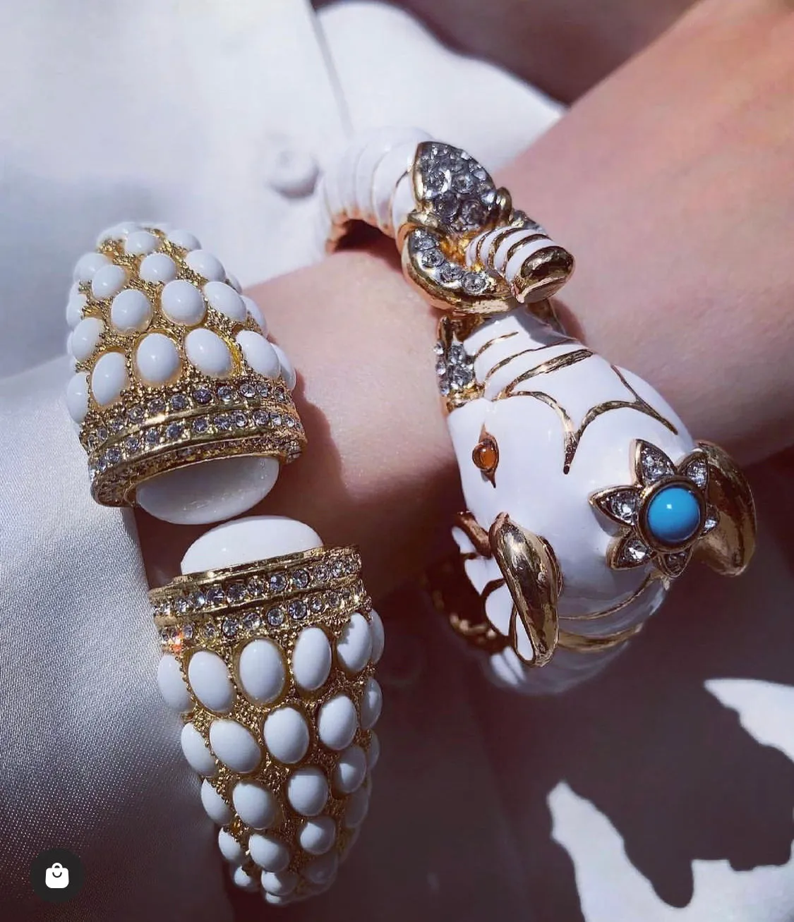 Kenneth Jay Lane White Elephant Bracelet