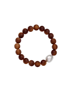Kimberley Dusk Single Pearl Bracelet | 13mm Baroque Pearl and Sandalwood