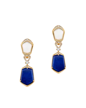 Lapis Megisti Earrings | Mother of Pearl, Lapis, and Yellow Gold