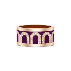 L'Arc de DAVIDOR Ring GM, 18k Rose Gold with Aubergine Lacquered Ceramic and Arcade Diamonds