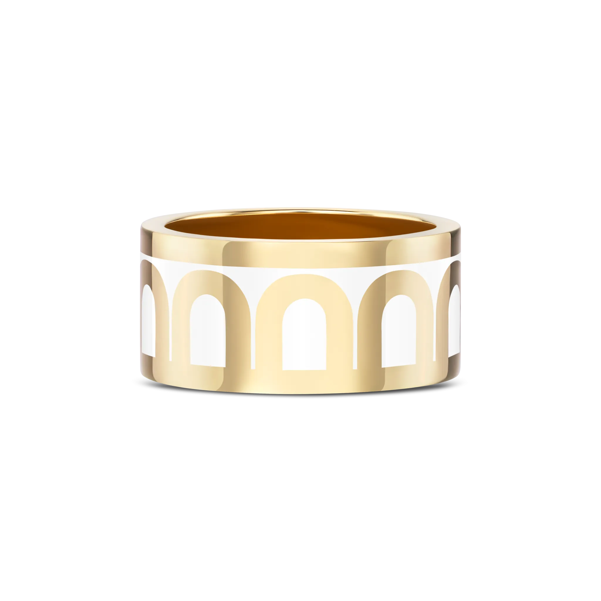 L'Arc de DAVIDOR Ring GM, 18k Yellow Gold with Neige Lacquered Ceramic