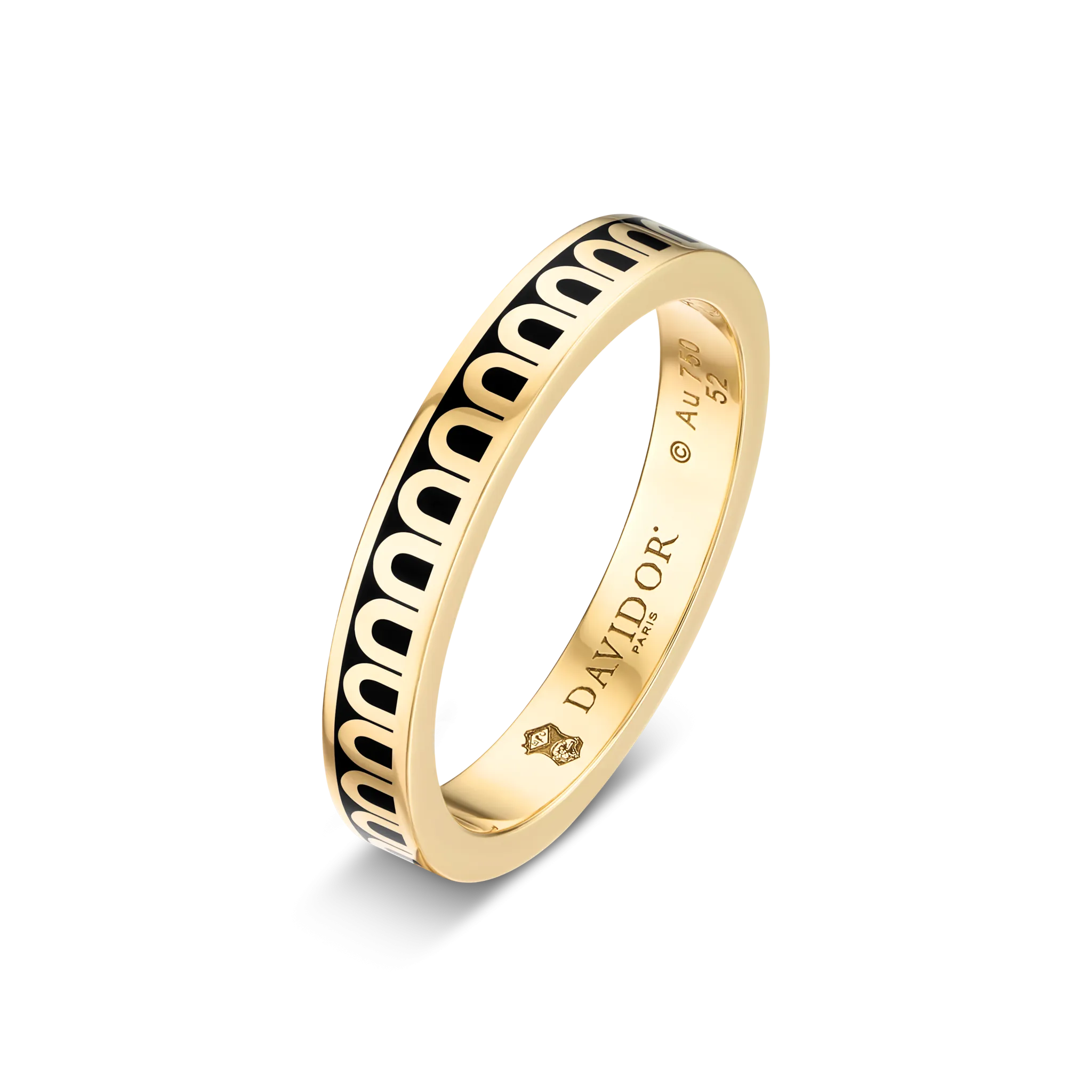 L'Arc de DAVIDOR Ring PM, 18k Yellow Gold with Caviar Lacquered Ceramic