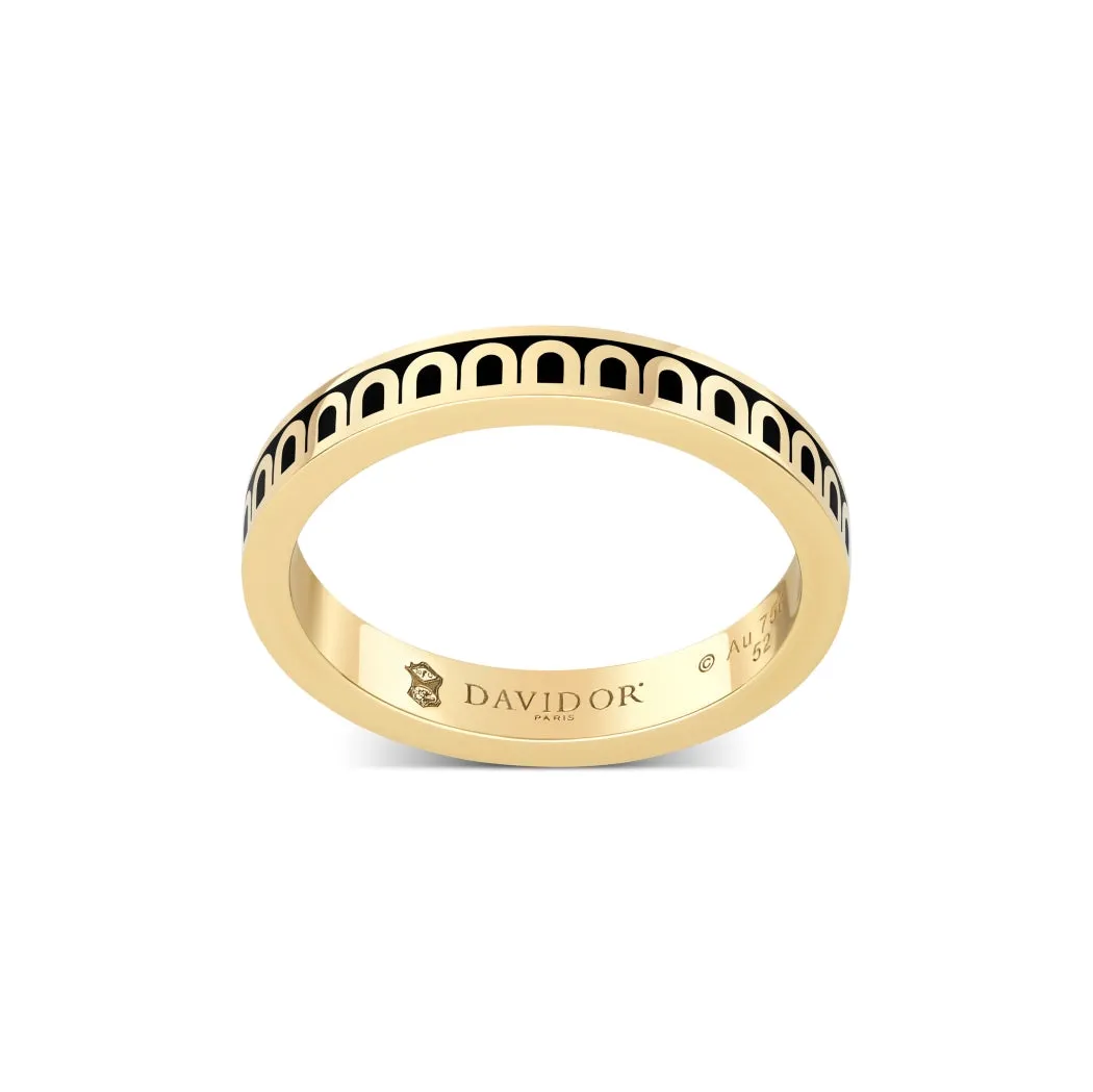 L'Arc de DAVIDOR Ring PM, 18k Yellow Gold with Caviar Lacquered Ceramic