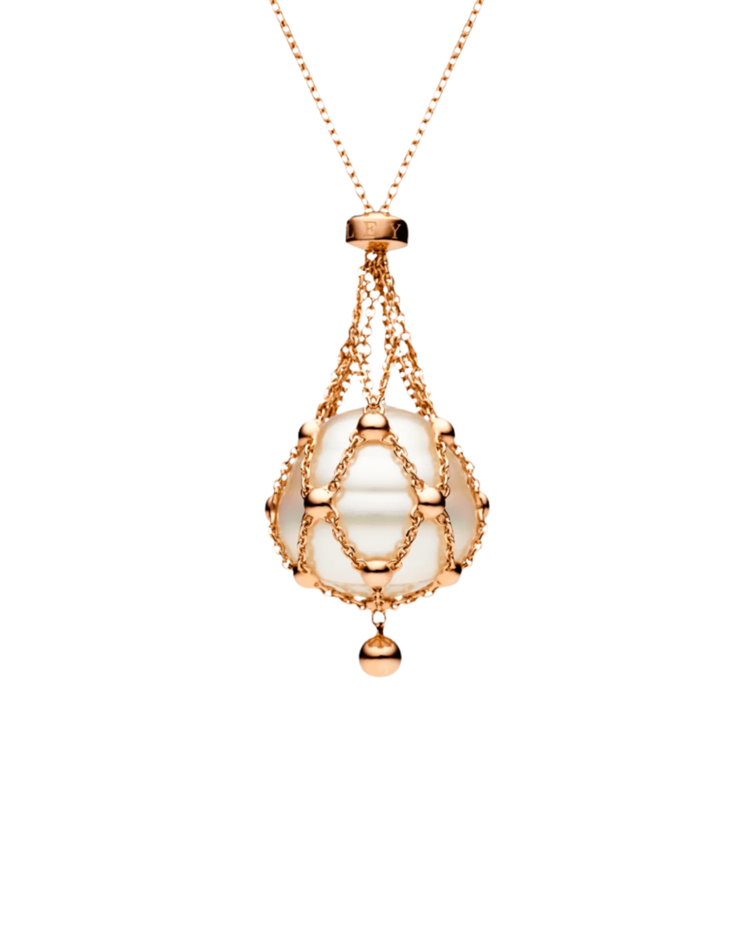Lavalier Pearl Necklace | 15mm Circle Pearl and Rose Gold
