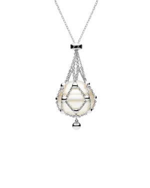 Lavalier Pearl Necklace | 15mm Circle Pearl and White Gold