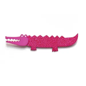 Lene Lundberg Acrylic Bright Pink Crocodile Brooch