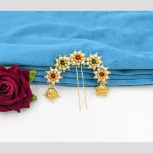 Manisha Jewellery Gold Plated Pota Stone And Pearls Hair Accessories