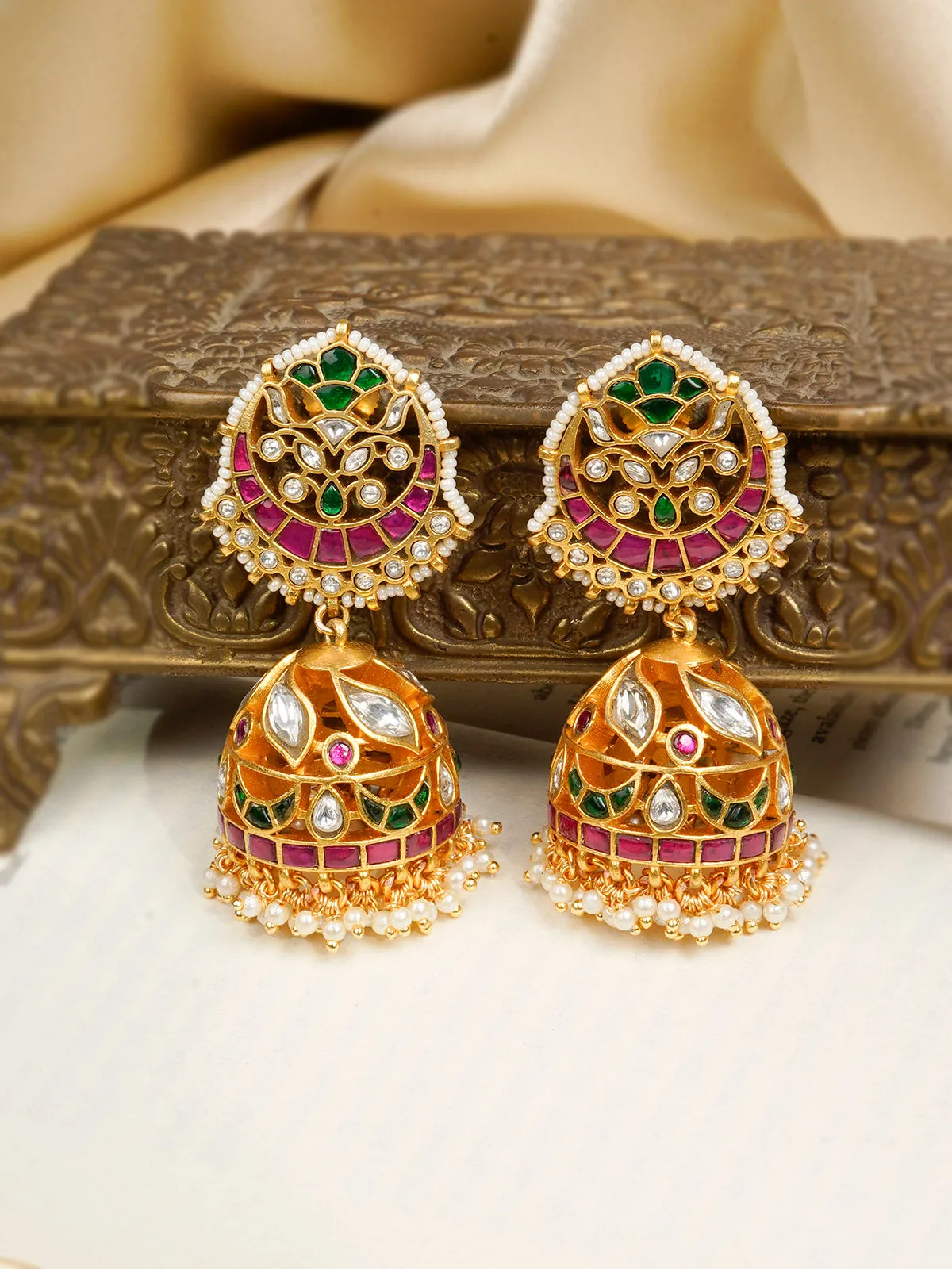 Multicolor Gold Plated Mishr Earrings - MR-E155M