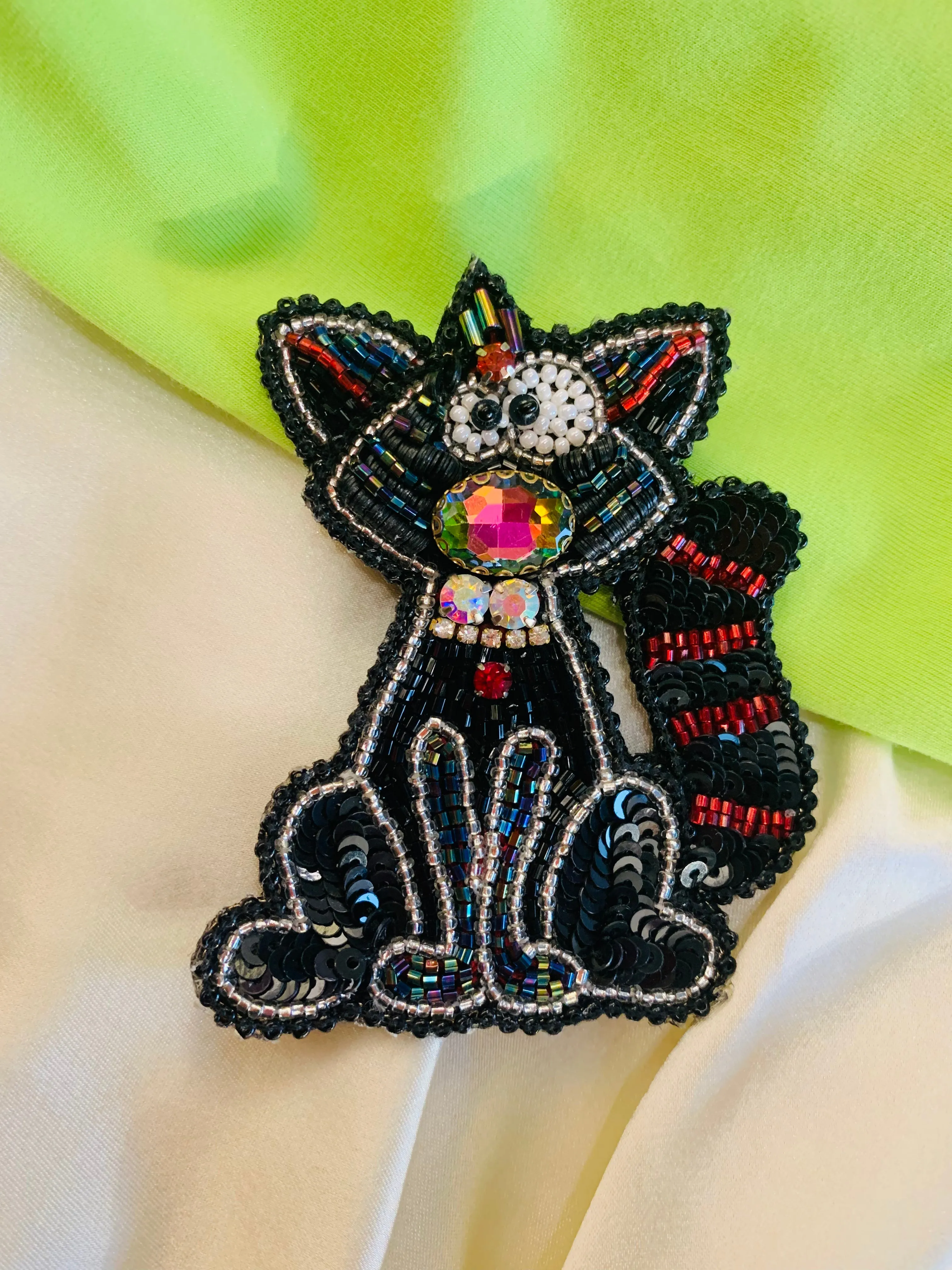 Multicoloured Sab-Cat Brooch