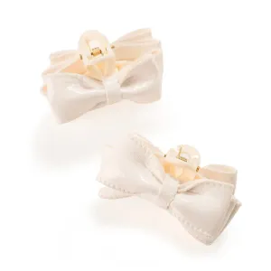 Paige Mini Bow Claw Clips (Set of 2) - White