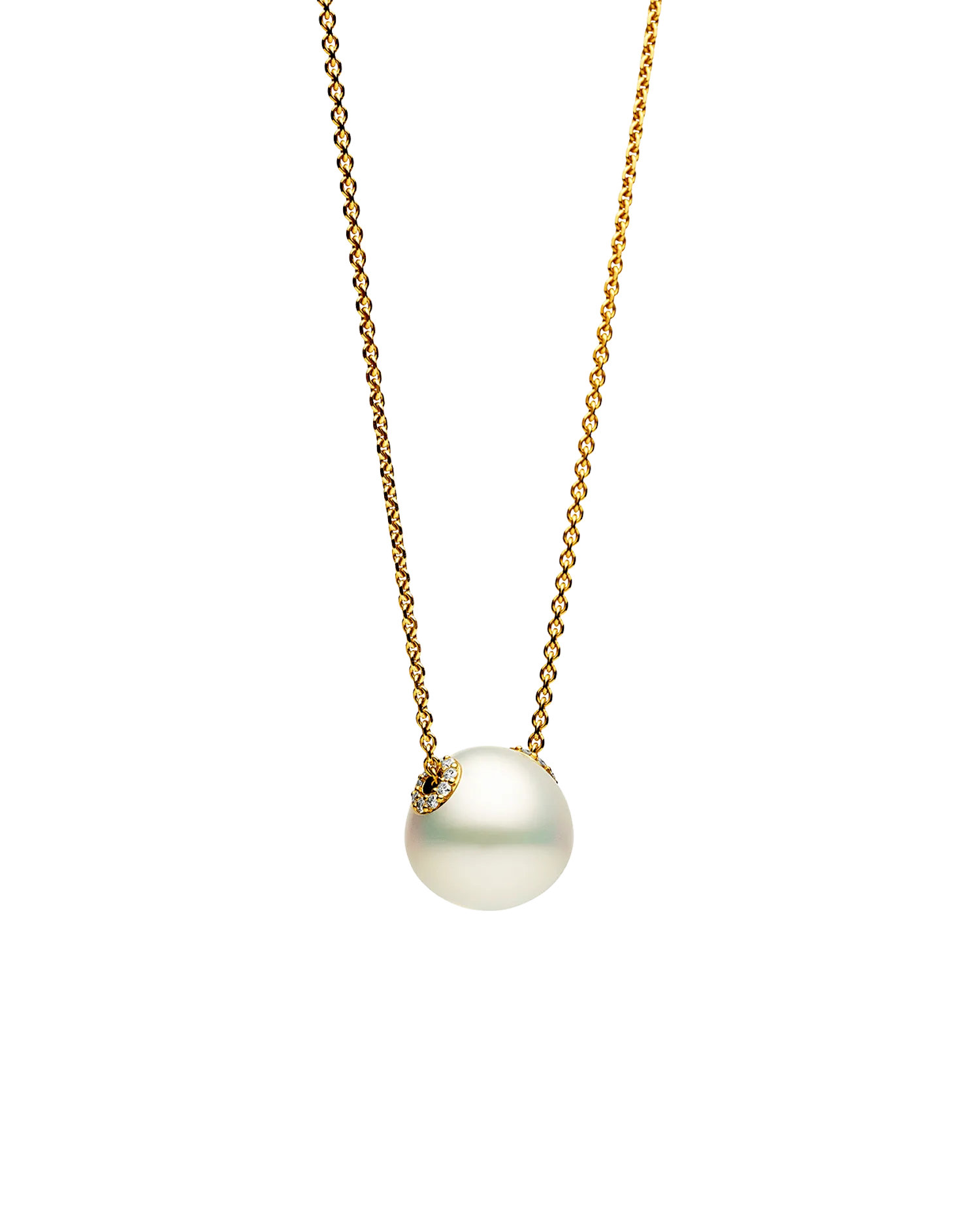 Palais Pearl Necklace | 14mm Triangle Pearl, Diamonds, and Yellow Gold