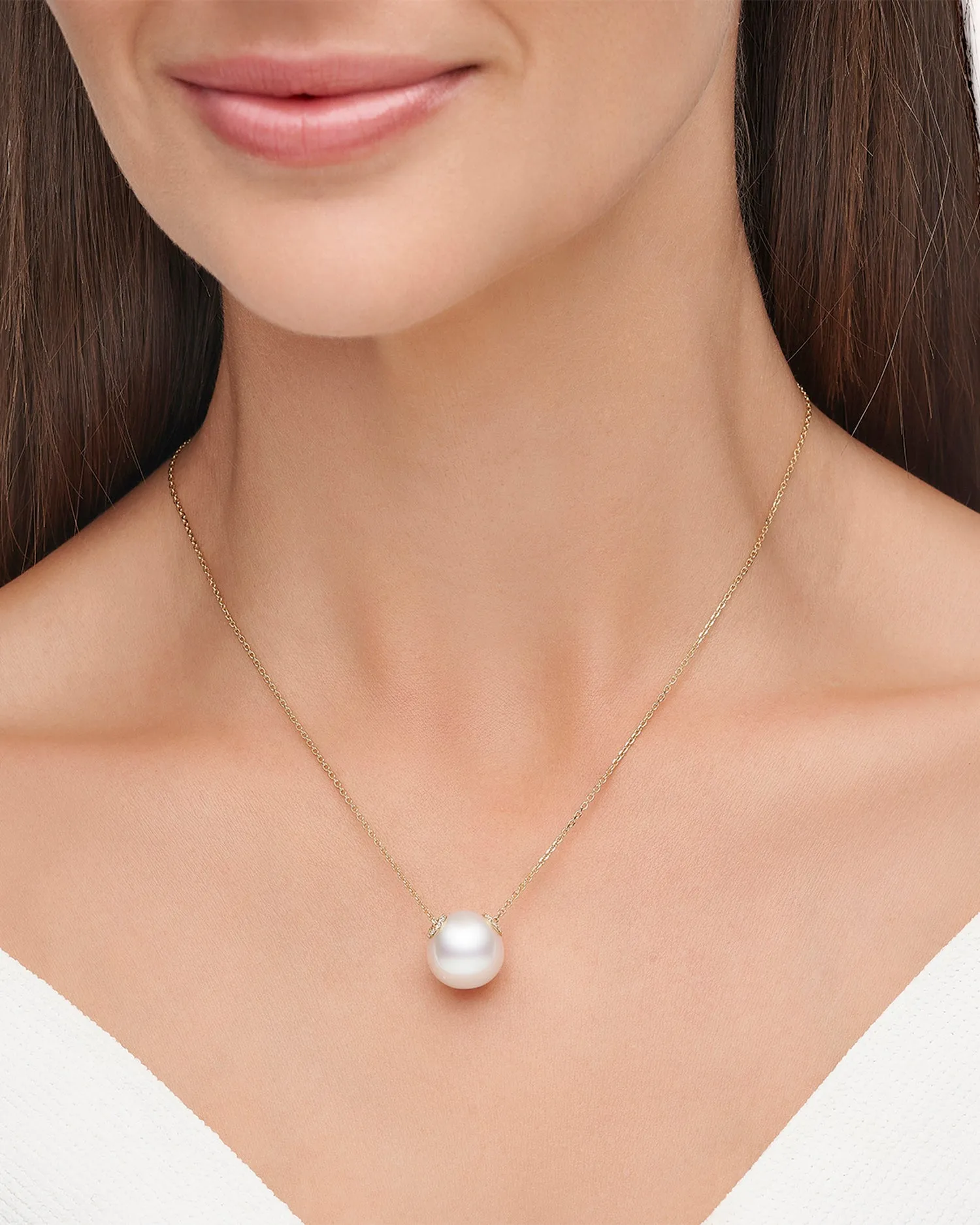 Palais Pearl Necklace | 14mm Triangle Pearl, Diamonds, and Yellow Gold