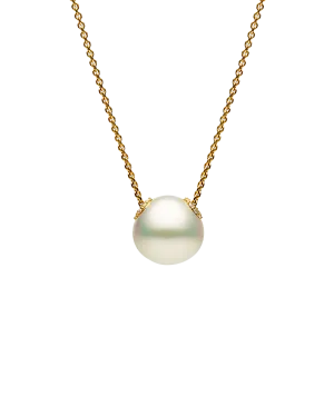 Palais Pearl Necklace | 14mm Triangle Pearl, Diamonds, and Yellow Gold