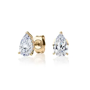 Pear stud earrings with 1.75 carats* of diamond simulants in 10 carat yellow gold