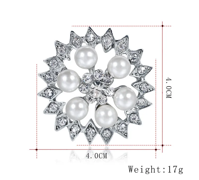 Pearl & Rhinestone Brooch BR-31