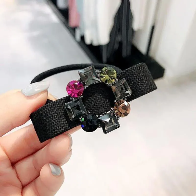 Pearl Crystal Bow  Hair Accessories  For Girls Elastic Hair Bands