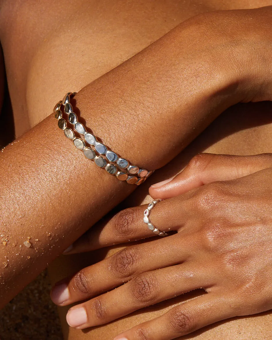 Pebble Cuff | Solid White Gold