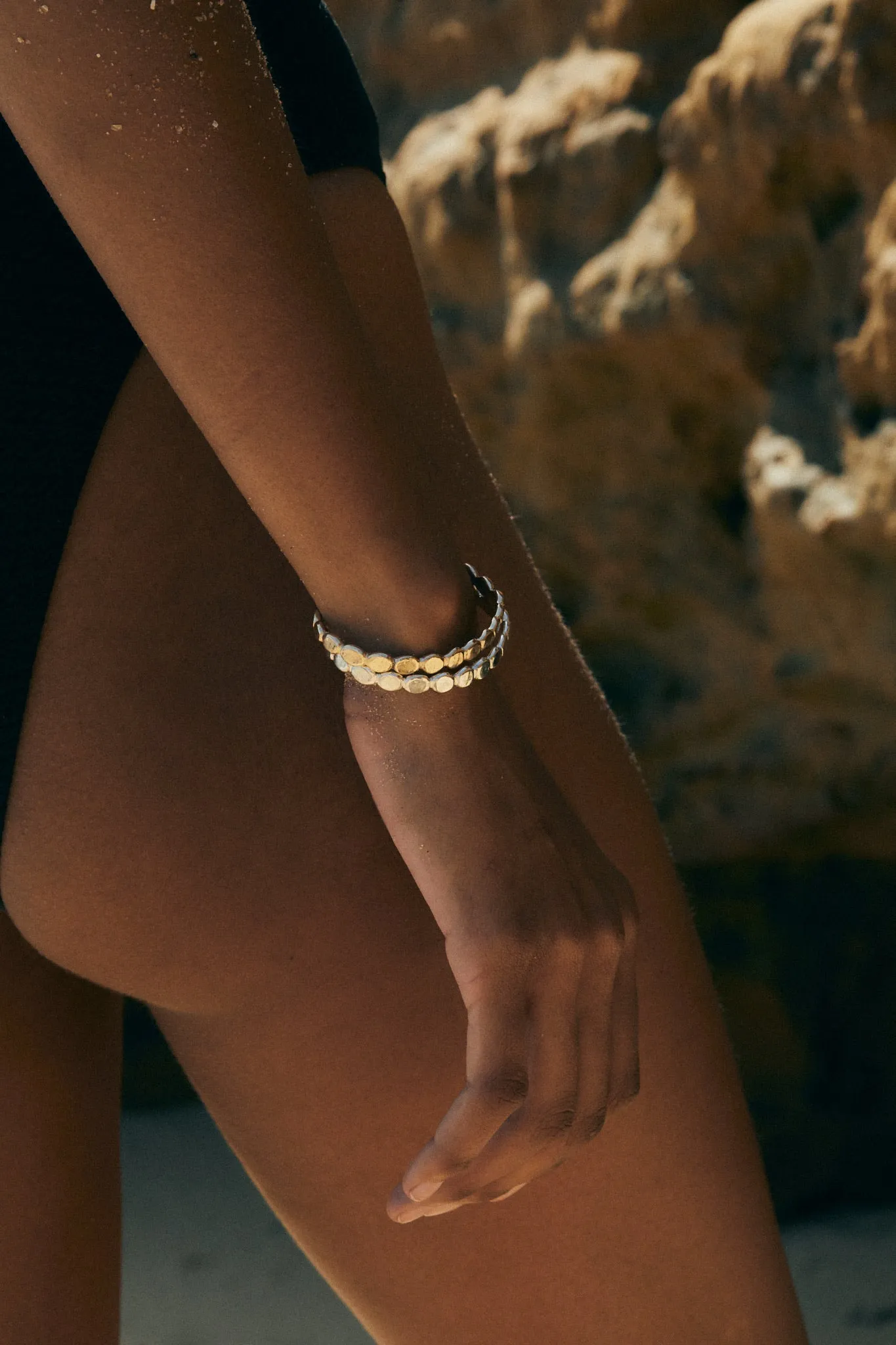 Pebble Cuff | Solid White Gold