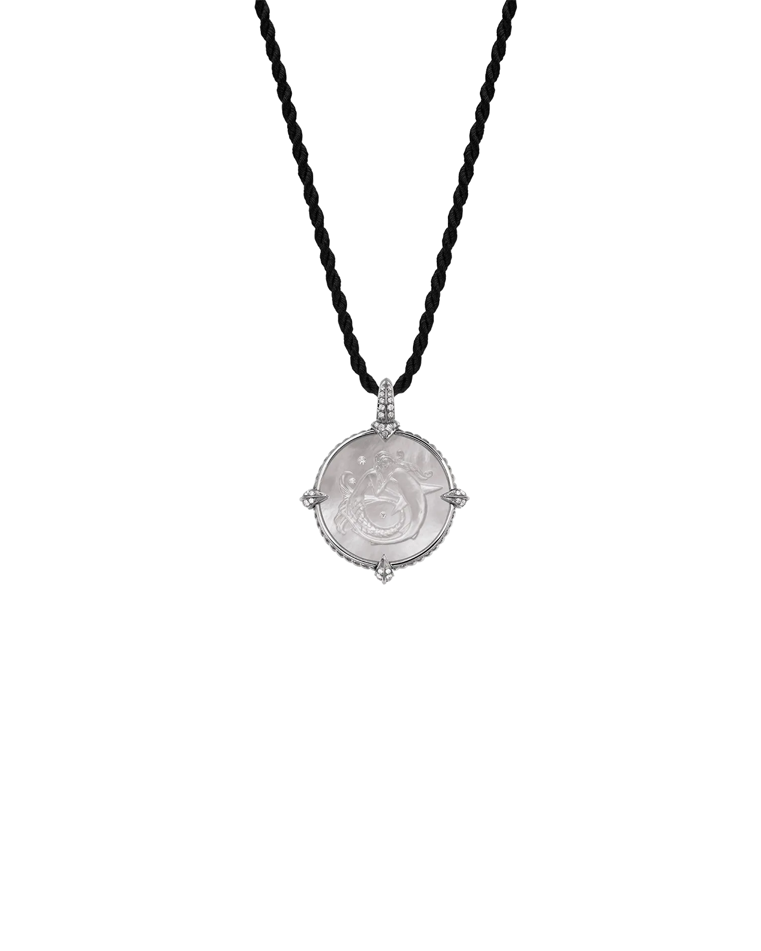 Petite Mermaid Coin Charm | Mother of Pearl, Diamonds, and White Gold