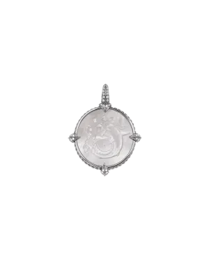 Petite Mermaid Coin Charm | Mother of Pearl, Diamonds, and White Gold