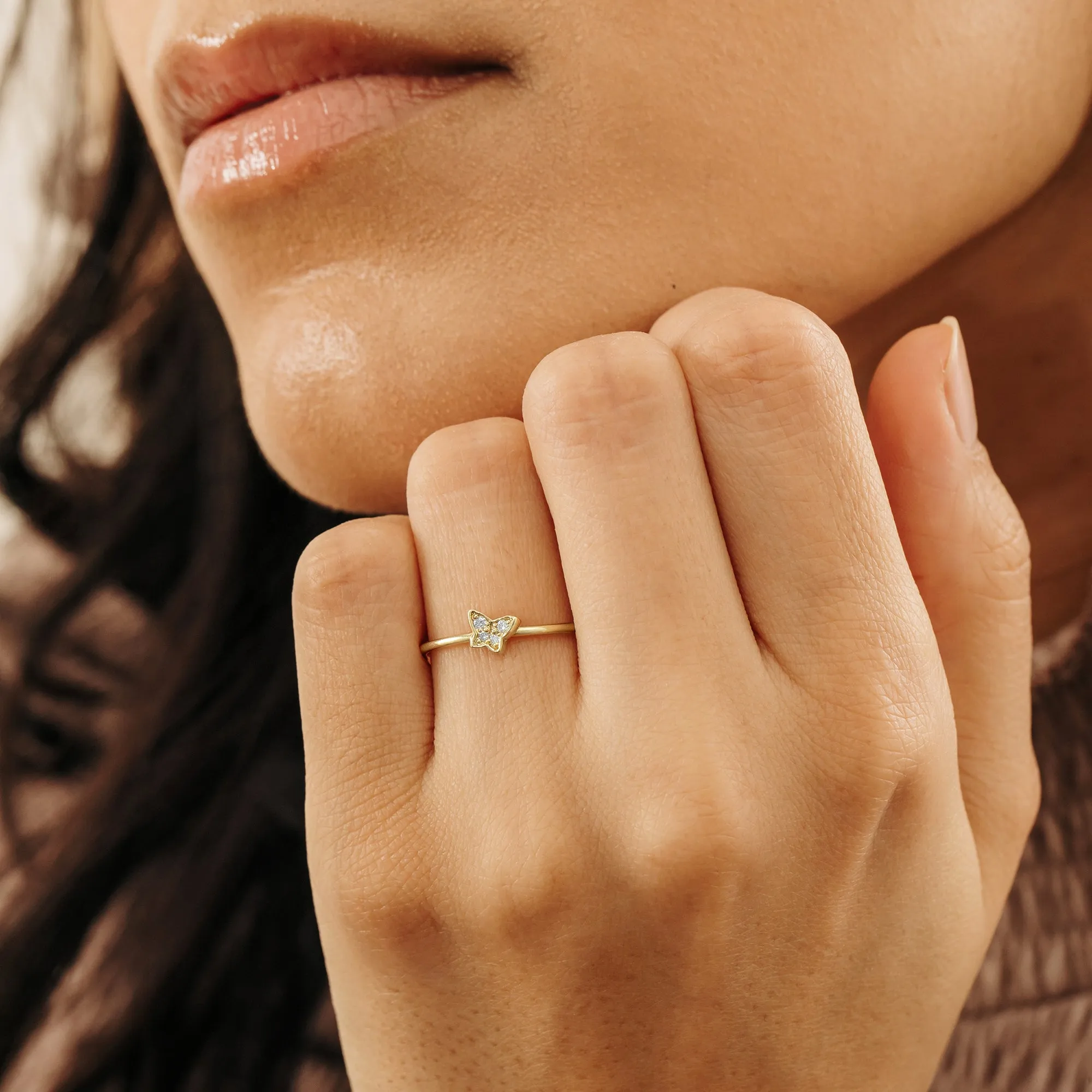 Petite Tilted Butterfly Ring, Mariposa